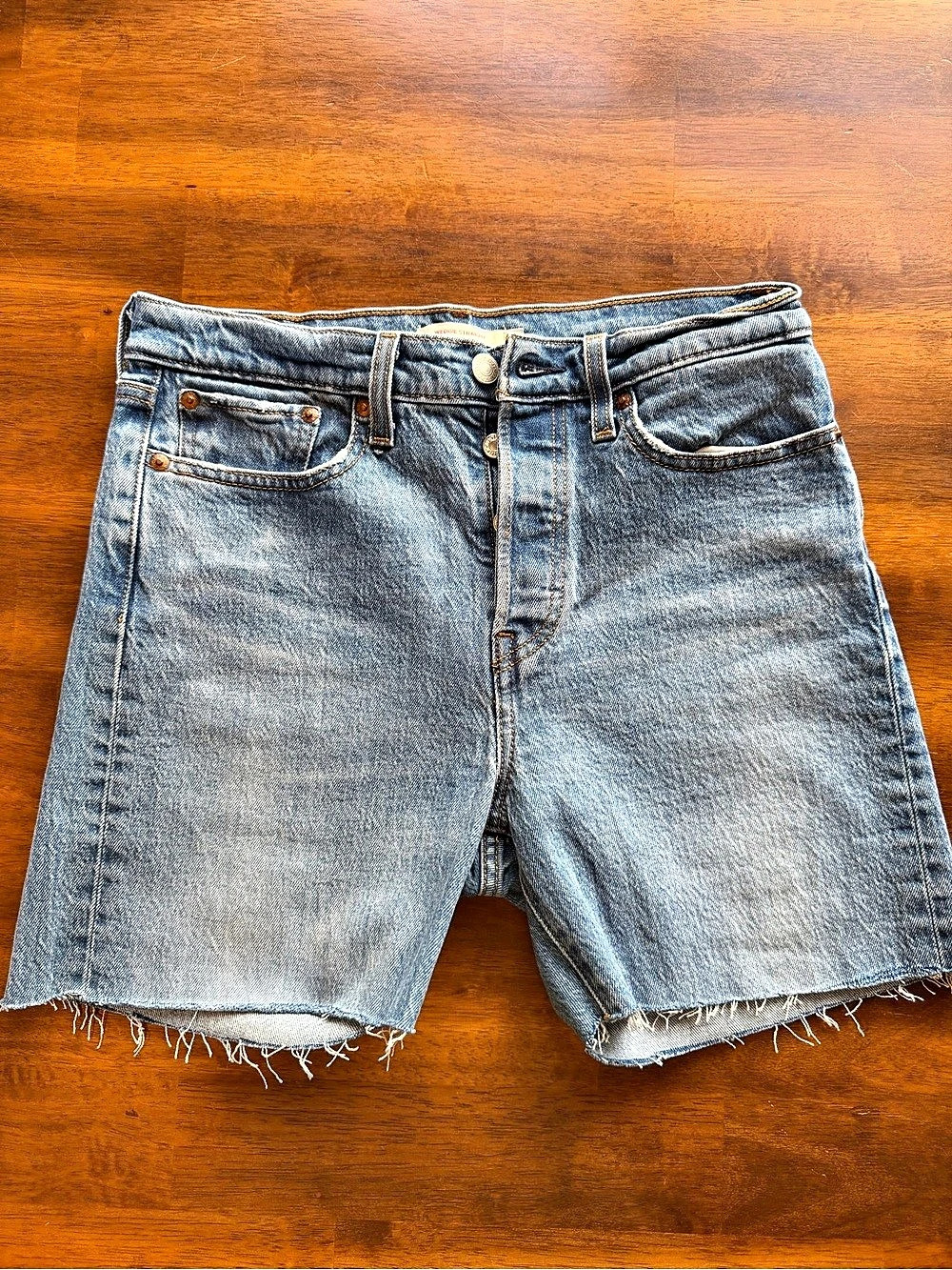 Levi Wedgie Straight Denim Jean Shorts Blue Waist 28